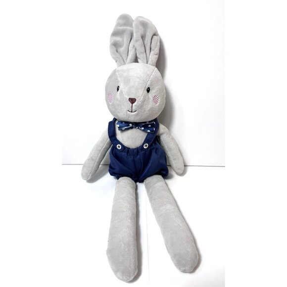 Spark Create Imagine Rabbit & Lamb Plush Rattle Bowtie Gray Blue Lot of 2 - Picture 3 of 14